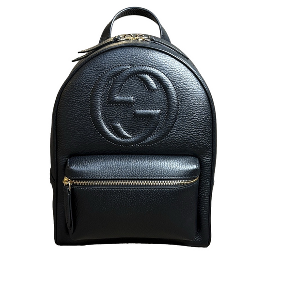 Gucci Handbags - NWOT Gucci Soho Interlockcing GG Black Leather Rucksack Backpack Dust Bag COA